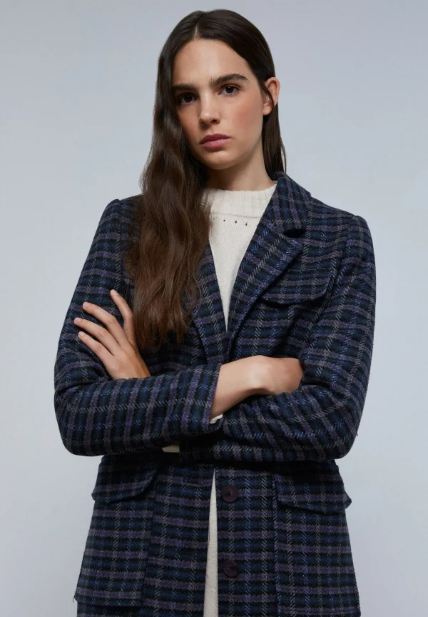 scalperscompany Abrigo Largo Cuadros Bolsillos-Mujer Abrigos Y Chaquetas