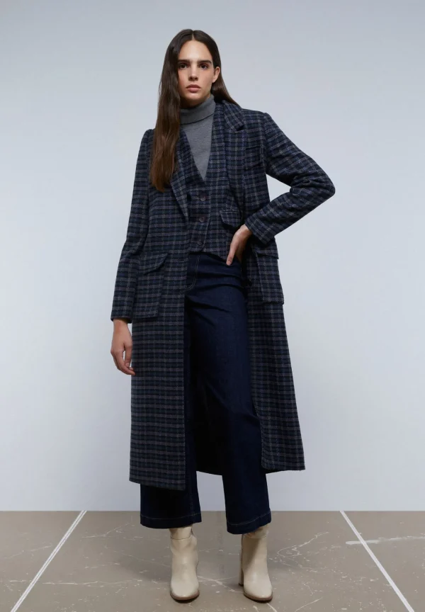 scalperscompany Abrigo Largo Cuadros Bolsillos-Mujer Abrigos Y Chaquetas