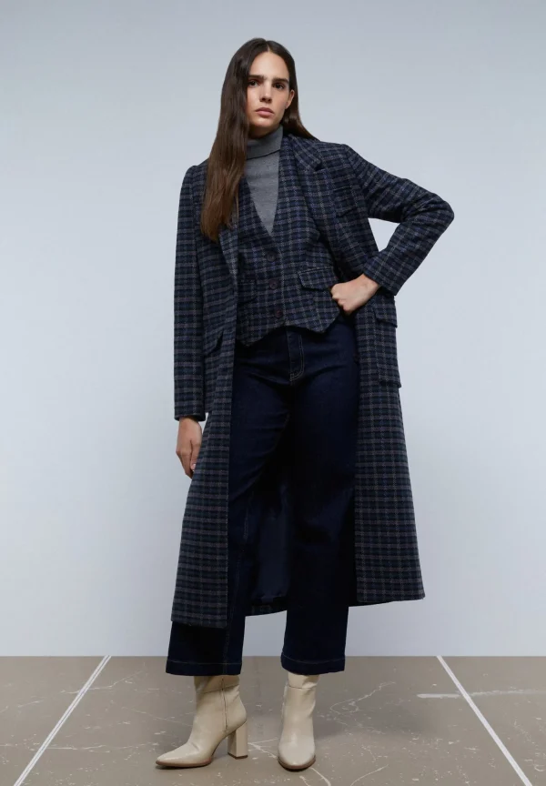 scalperscompany Abrigo Largo Cuadros Bolsillos-Mujer Abrigos Y Chaquetas