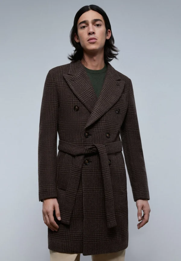 scalperscompany Abrigo Premium Cuadros Cinturon-Hombre Abrigos Y Chaquetas