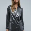 scalperscompany Blazer Cruzada Satinada-Mujer Coleccion