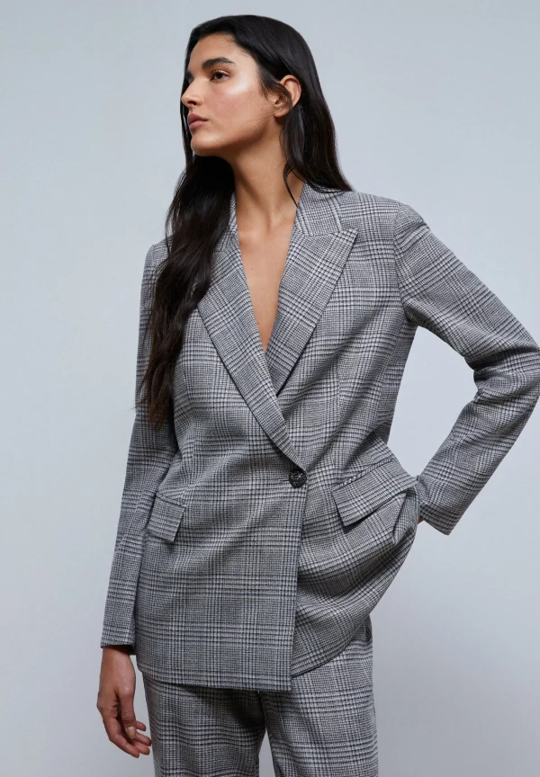 scalperscompany Blazer Cuadros Cruzada Boton-Mujer Total Look