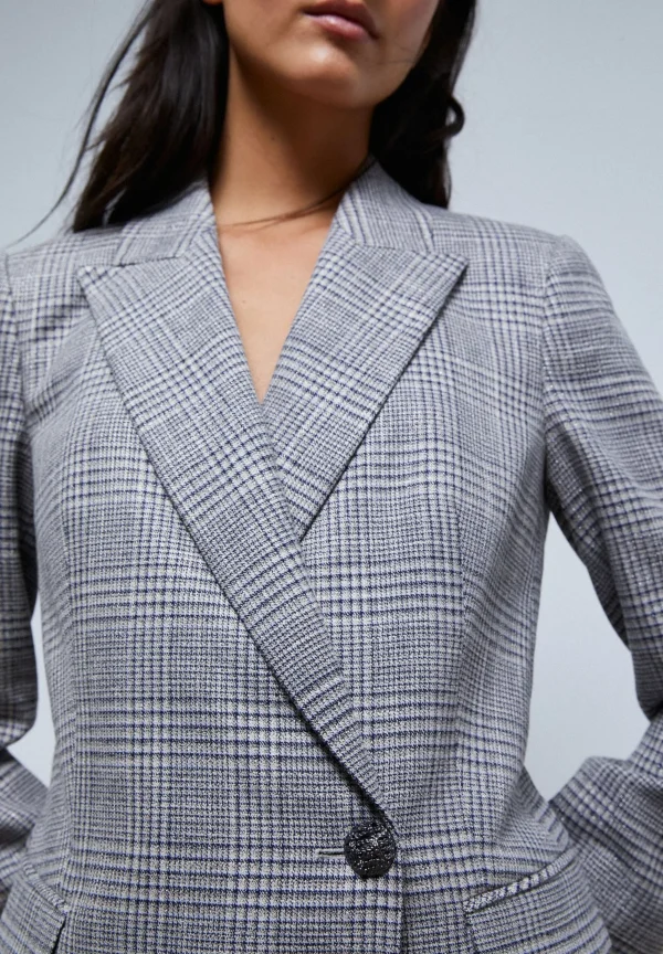 scalperscompany Blazer Cuadros Cruzada Boton-Mujer Total Look