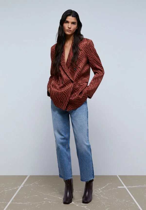 scalperscompany Blazer Satinada Animal Print-Mujer Coleccion
