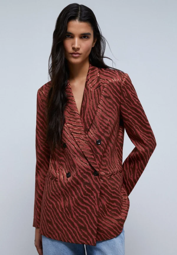 scalperscompany Blazer Satinada Animal Print-Mujer Coleccion