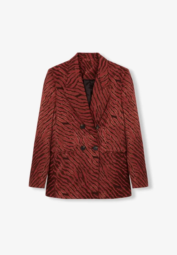 scalperscompany Blazer Satinada Animal Print-Mujer Coleccion