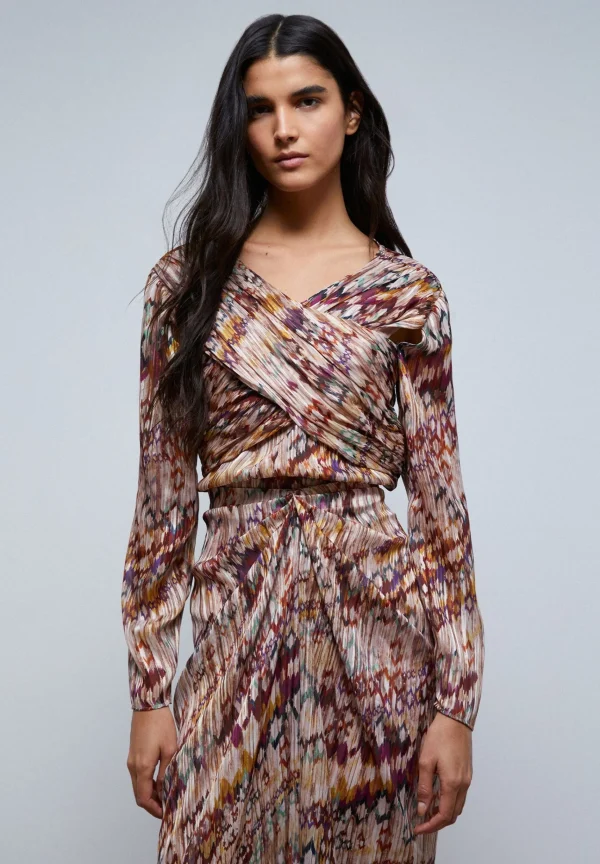 scalperscompany Blusa Plisada Aberturas-Mujer Coleccion