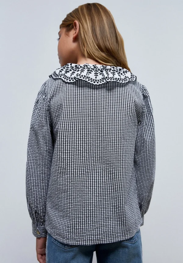 scalperscompany Blusa Vichy Cuello Bordado Suizo-Niños Camisas