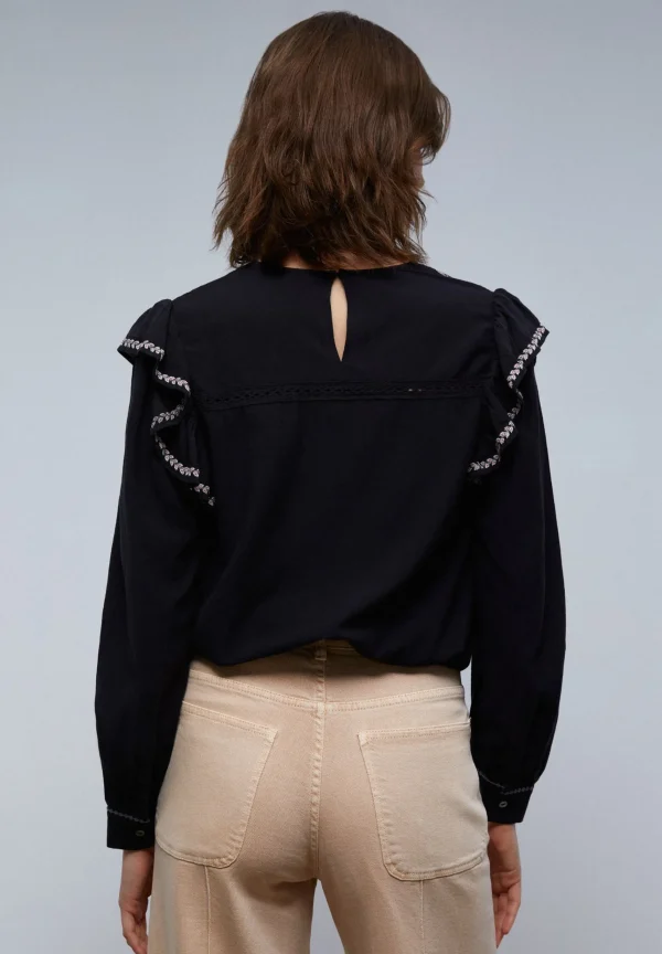 scalperscompany Blusa Volante Hombro-Mujer Camisas Y Blusas