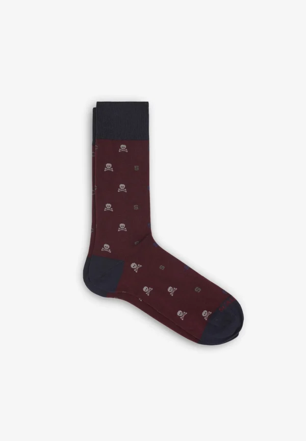 scalperscompany Calcetines Letras Calaveras-Hombre Calcetines
