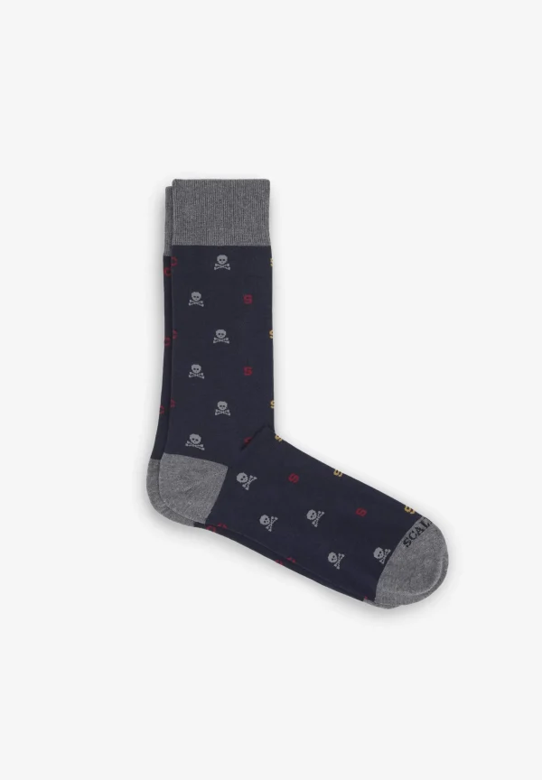 scalperscompany Calcetines Letras Calaveras-Hombre Calcetines