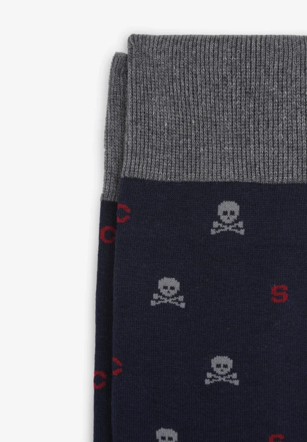 scalperscompany Calcetines Letras Calaveras-Hombre Calcetines