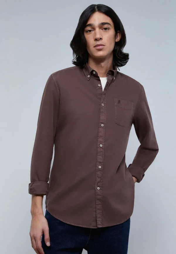 scalperscompany Camisa Bolsillo Cuello Botones-Hombre Camisas