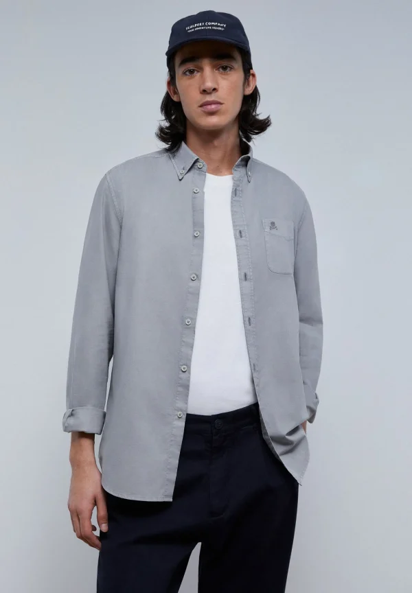 scalperscompany Camisa Bolsillo Cuello Botones-Hombre Camisas
