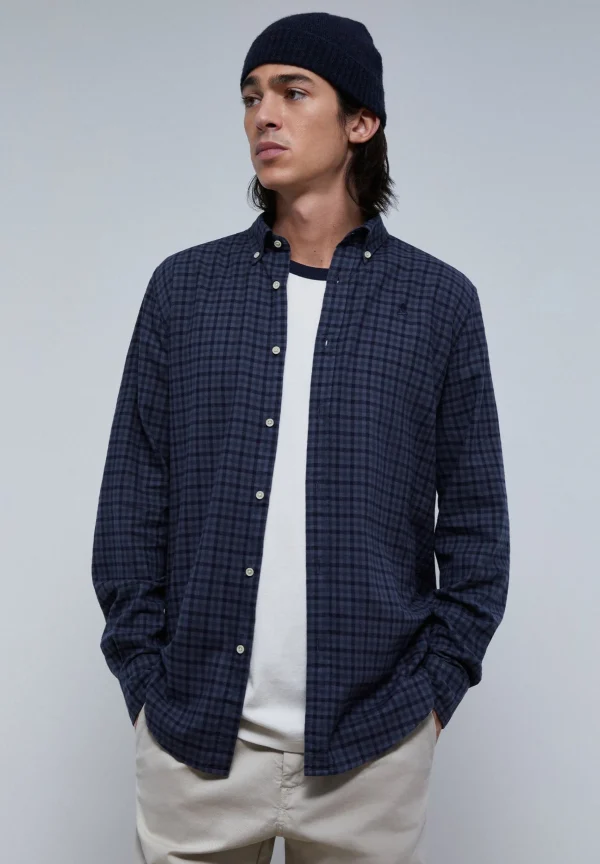 scalperscompany Camisa Cuadro Calavera Tono-Hombre Camisas
