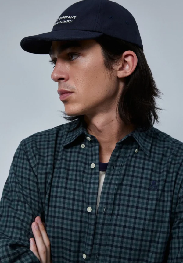 scalperscompany Camisa Cuadro Calavera Tono-Hombre Camisas