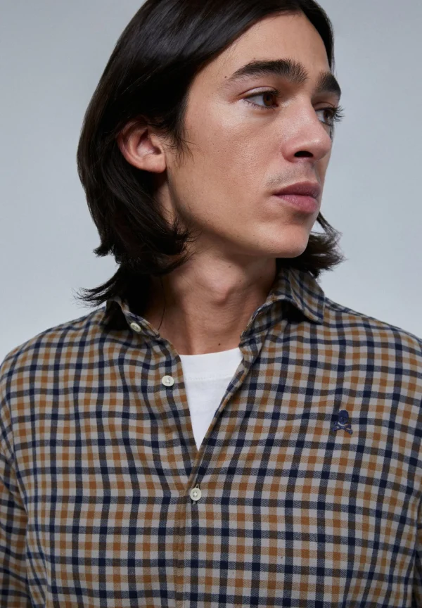 scalperscompany Camisa Cuadros Tacto Peach-Hombre Camisas