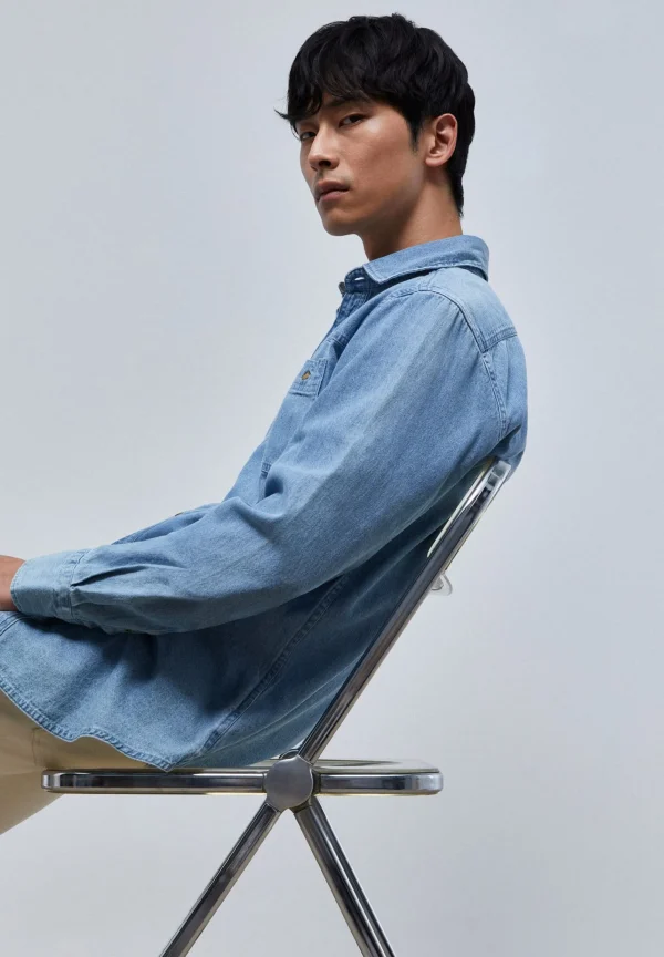 scalperscompany Camisa Denim Bolsillos-Hombre Camisas