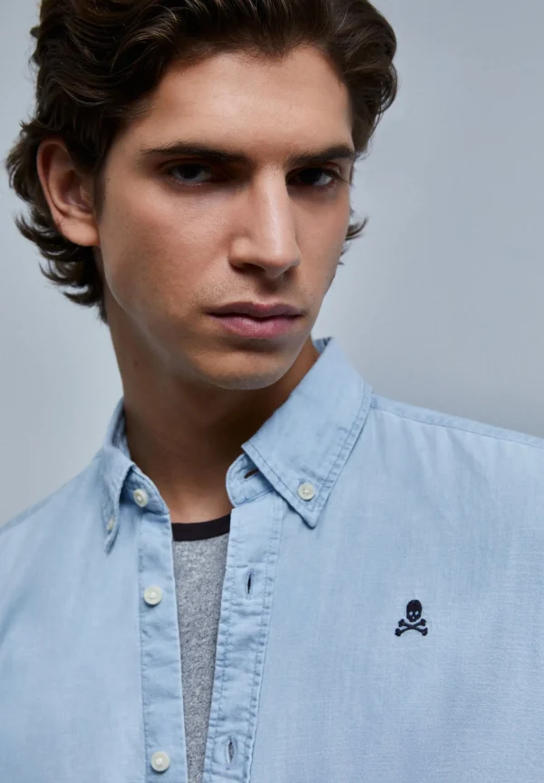 scalperscompany Camisa Denim Botones-Hombre Camisas