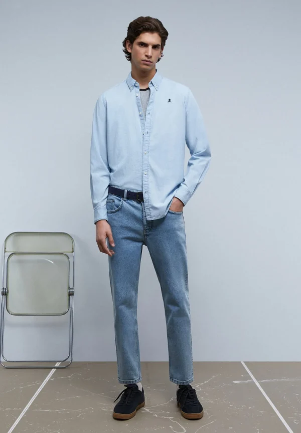 scalperscompany Camisa Denim Botones-Hombre Camisas