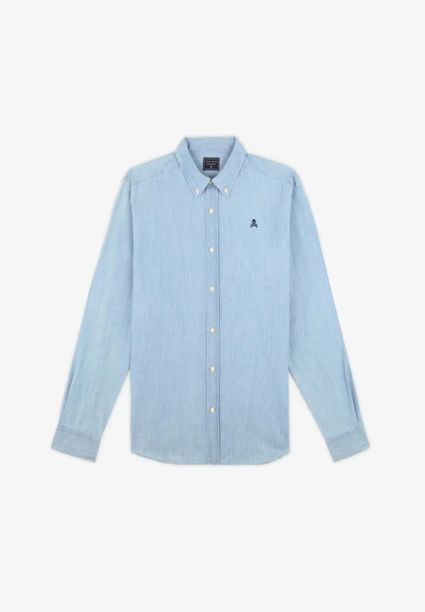 scalperscompany Camisa Denim Botones-Hombre Camisas