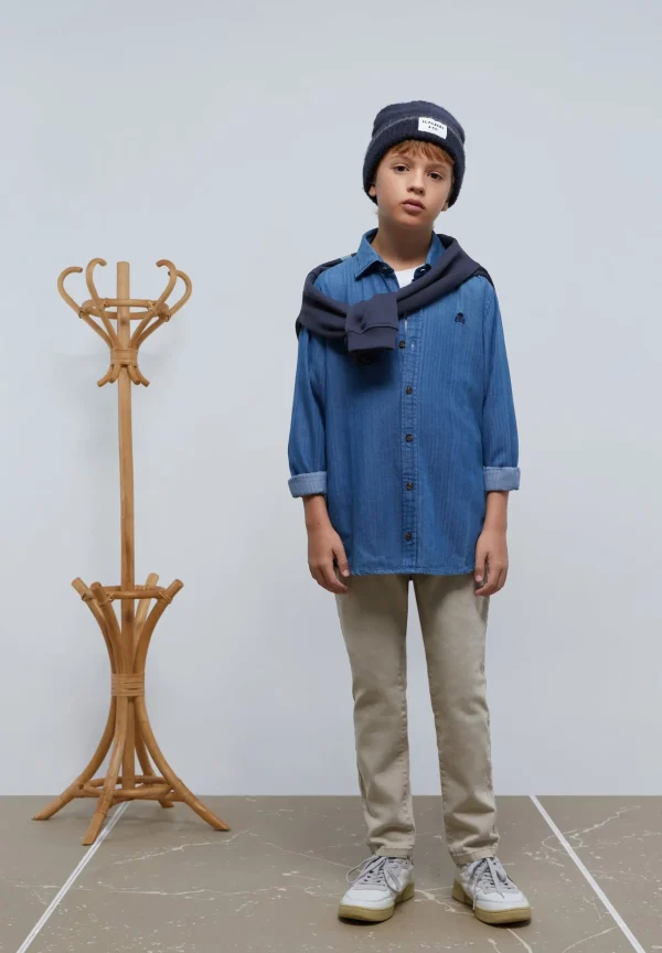 scalperscompany Camisa Denim Calavera Contraste-Niños Camisas