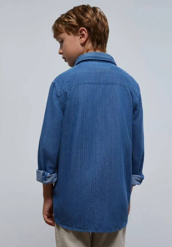 scalperscompany Camisa Denim Calavera Contraste-Niños Camisas