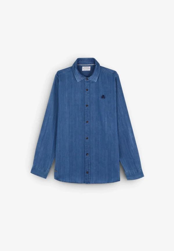 scalperscompany Camisa Denim Calavera Contraste-Niños Camisas