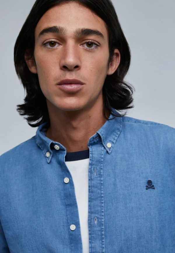 scalperscompany Camisa Denim Cuello Botones-Hombre Camisas