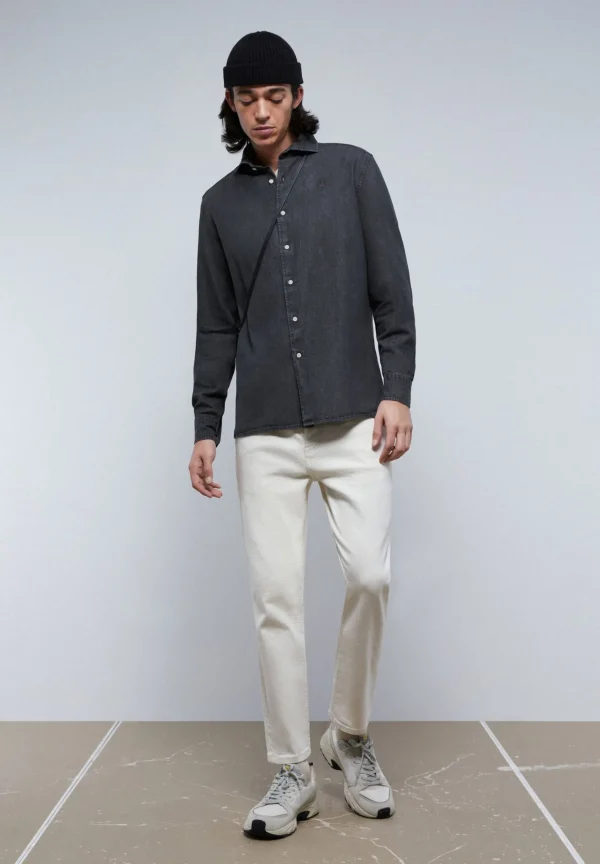scalperscompany Camisa Denim Lavada Calavera Tono-Hombre Camisas