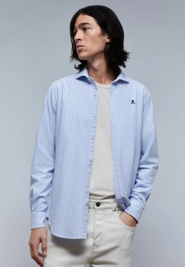 scalperscompany Camisa Oxford Calavera Contraste-Hombre Camisas
