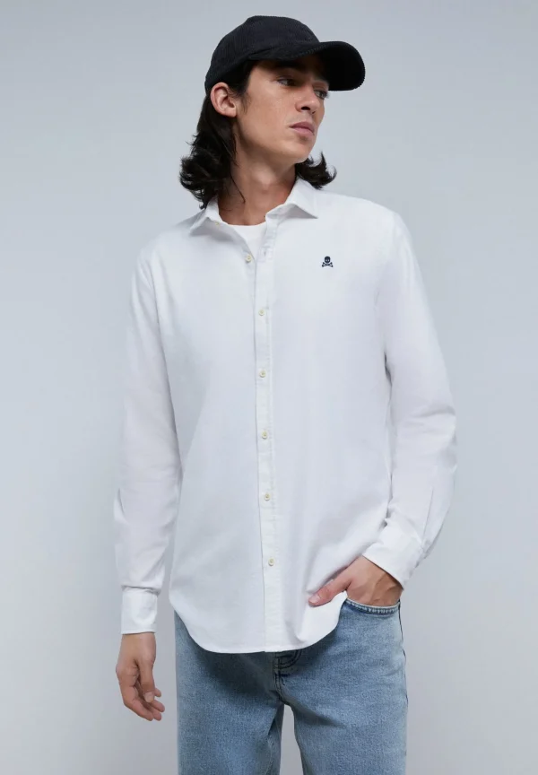 scalperscompany Camisa Oxford Calavera Contraste-Hombre Camisas