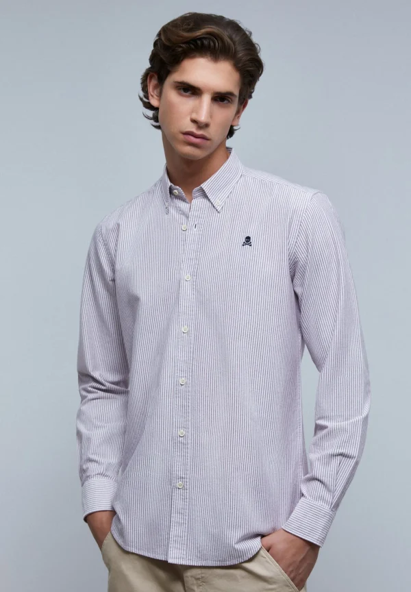 scalperscompany Camisa Oxford Calavera Contraste-Hombre Camisas