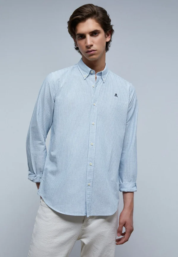 scalperscompany Camisa Oxford Calavera Contraste-Hombre Camisas