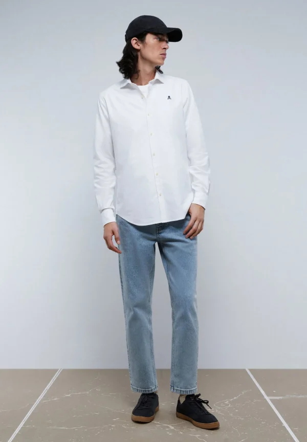 scalperscompany Camisa Oxford Calavera Contraste-Hombre Camisas