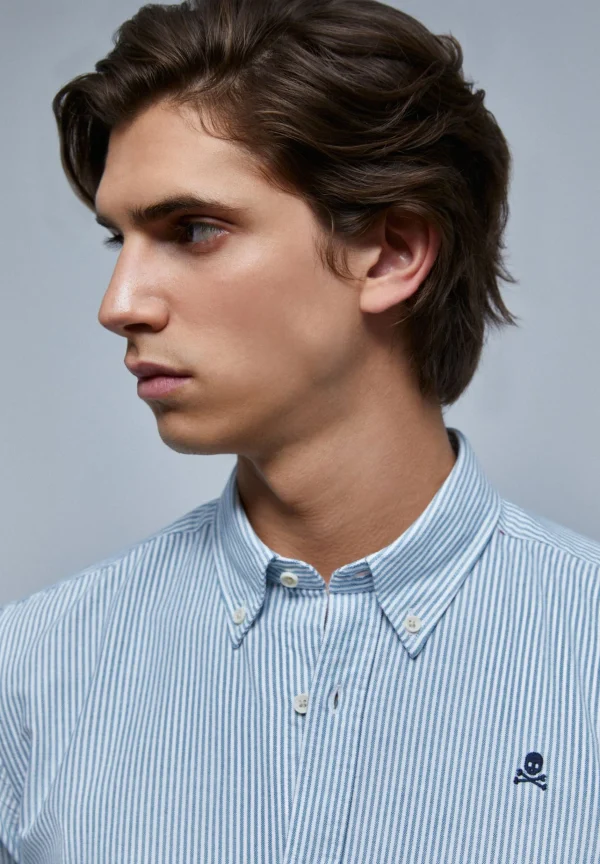 scalperscompany Camisa Oxford Calavera Contraste-Hombre Camisas