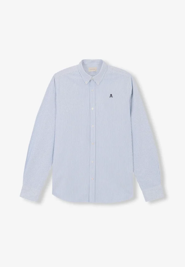 scalperscompany Camisa Oxford Calavera Contraste-Hombre Camisas