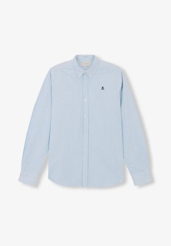 scalperscompany Camisa Oxford Calavera Contraste-Hombre Camisas