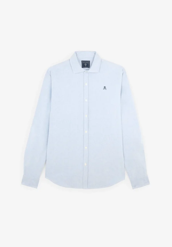 scalperscompany Camisa Oxford Calavera Contraste-Hombre Camisas