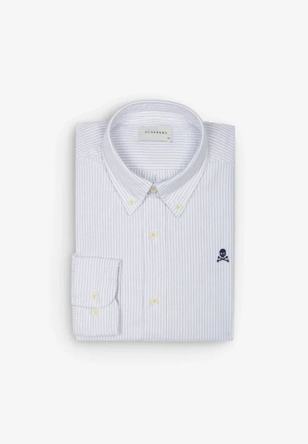 scalperscompany Camisa Oxford Calavera Contraste-Hombre Camisas