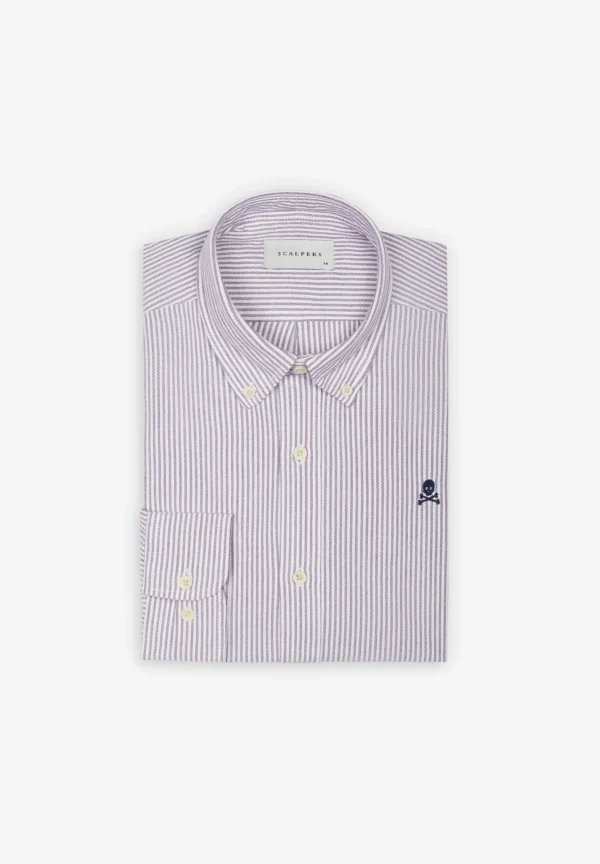 scalperscompany Camisa Oxford Calavera Contraste-Hombre Camisas