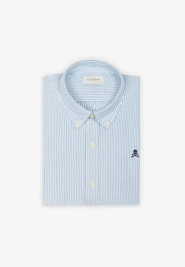 scalperscompany Camisa Oxford Calavera Contraste-Hombre Camisas