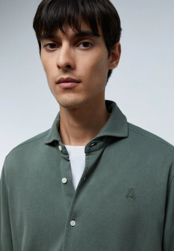 scalperscompany Camisa Pique Calavera Tono-Hombre Camisas