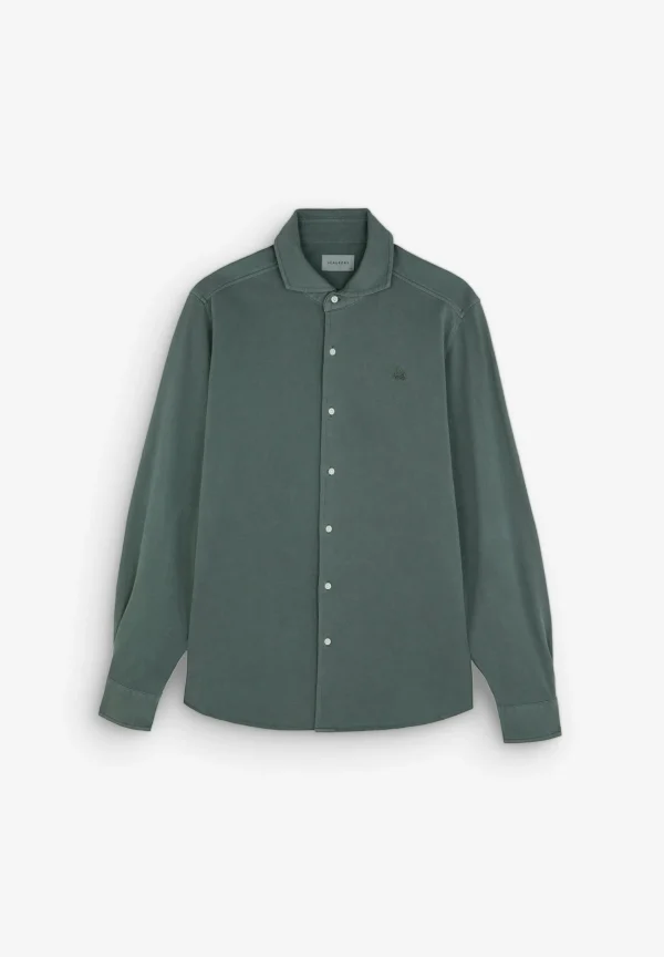 scalperscompany Camisa Pique Calavera Tono-Hombre Camisas