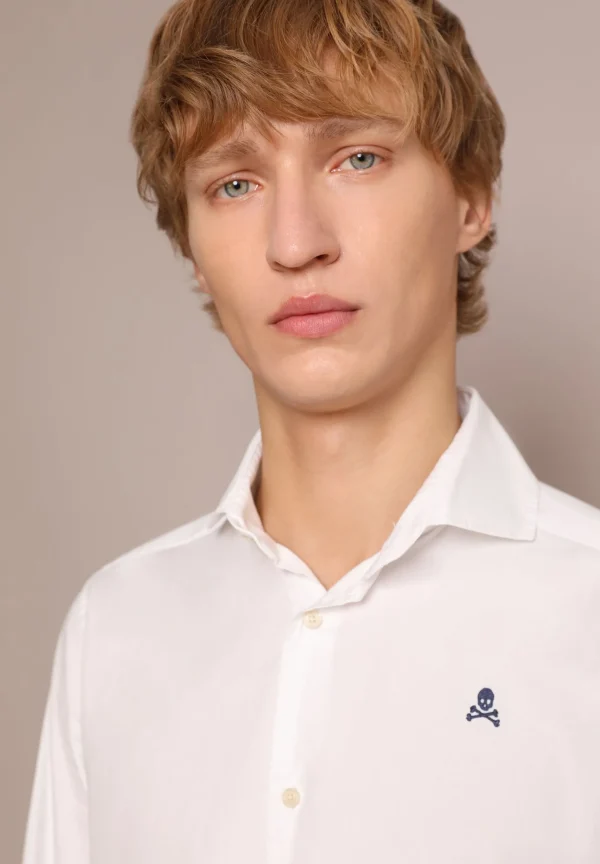 scalperscompany Camisa Vestir Lisa Calavera Contraste-Hombre Camisas