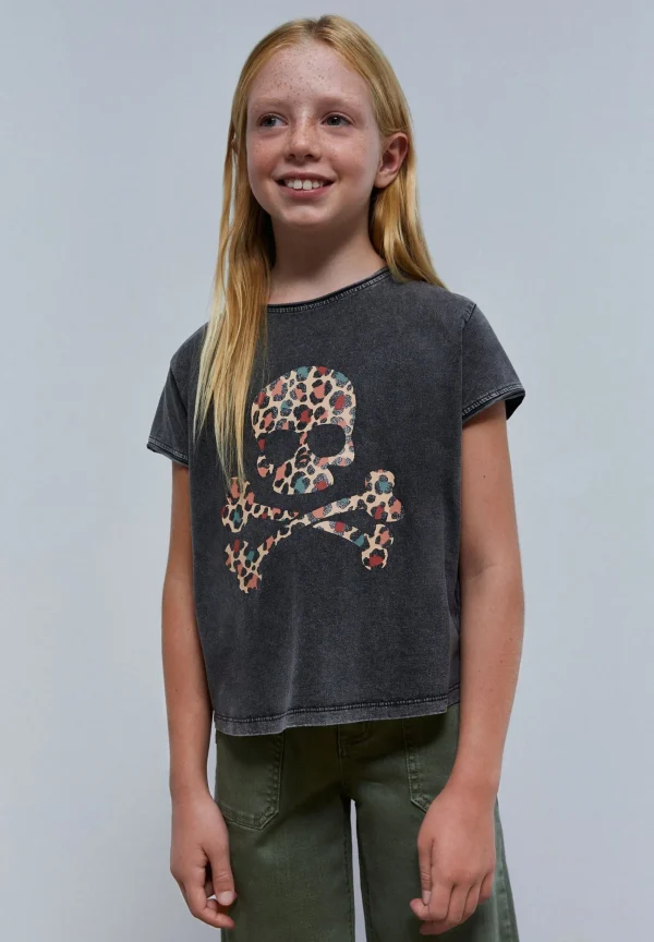 scalperscompany Camiseta Calavera Leopardo Glitter-Niños Camisetas