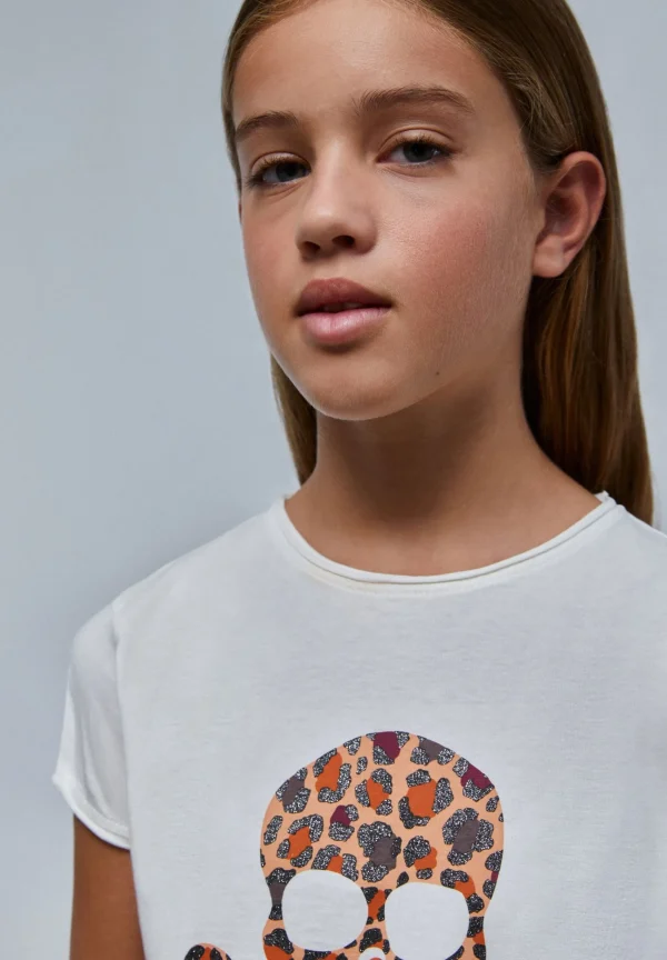 scalperscompany Camiseta Calavera Leopardo Glitter-Niños Camisetas
