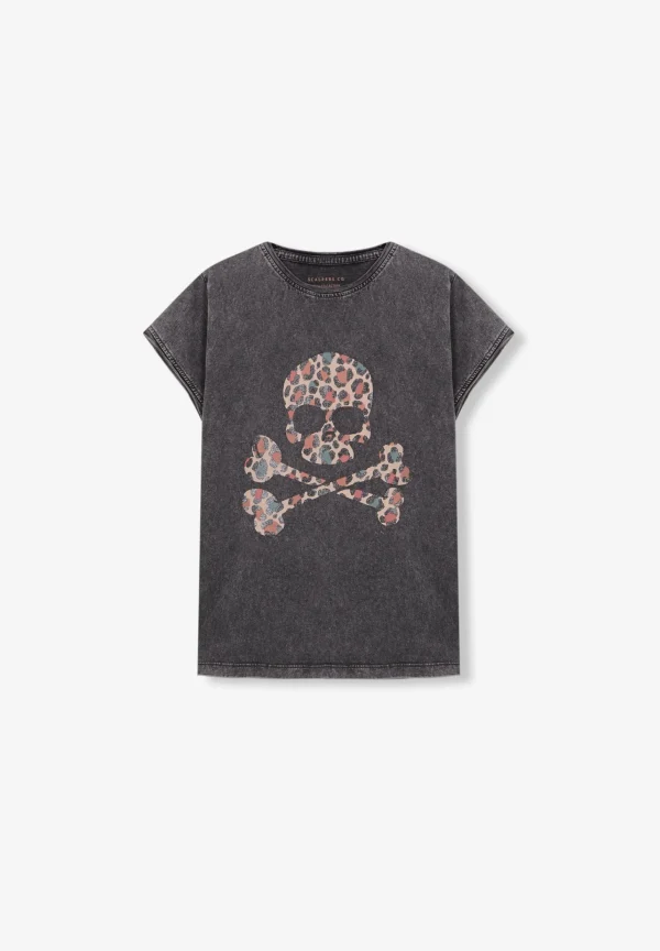 scalperscompany Camiseta Calavera Leopardo Glitter-Niños Camisetas