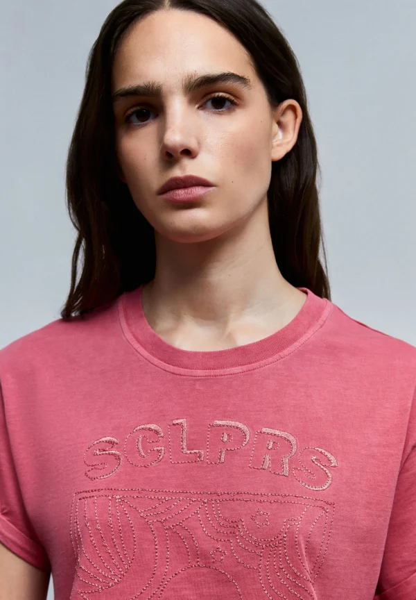 scalperscompany Camiseta Dibujo Bordado-Mujer Camisetas Y Tops