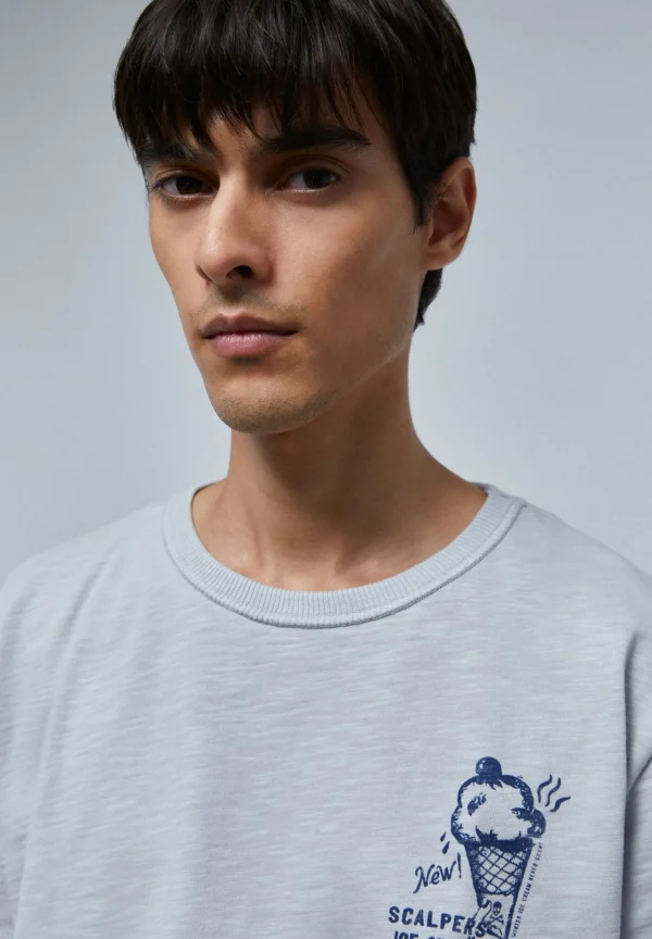 scalperscompany Camiseta Flame Print Trasero-Hombre Camisetas